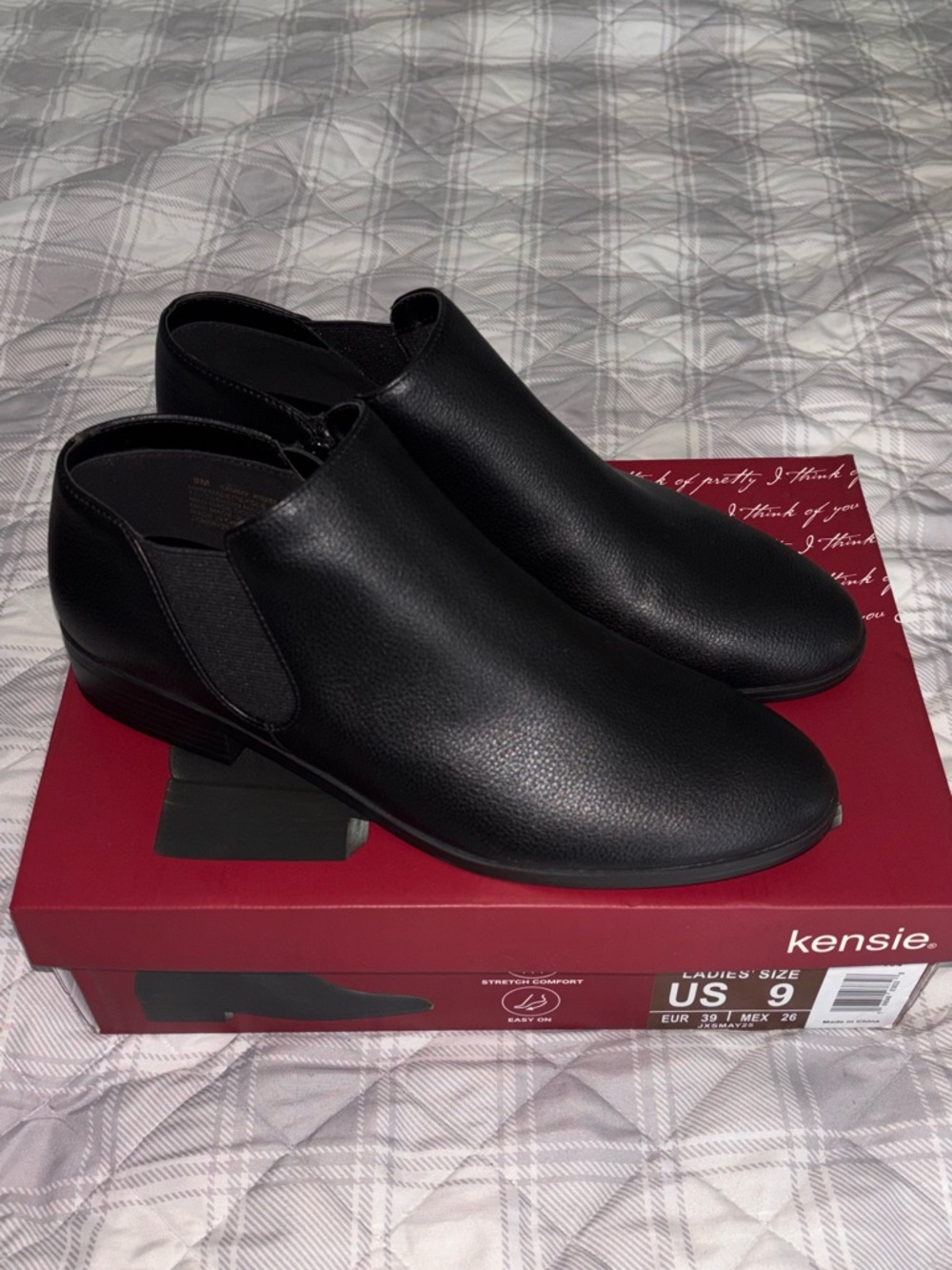 Kensie Black Slip-On Mules with Elastic Sides